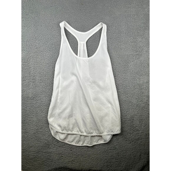 Lululemon cotton blend Flowy Racerback tank singlet White... sz 10 - Picture 1 of 8